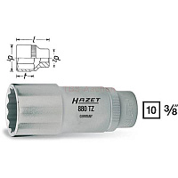 Головка торцевая длинная 12-гранная 3/8" 20 мм HAZET 880TZ-20